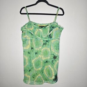 INC International Concepts Womens 14 Green Babydoll‎ Tank Top Y2K Ruffle Trim